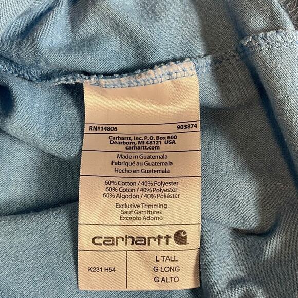 Carhartt L Tall Loose Fit Long Sleeve Shirt Light Blue Cotton Blend NWT - Picture 8 of 9